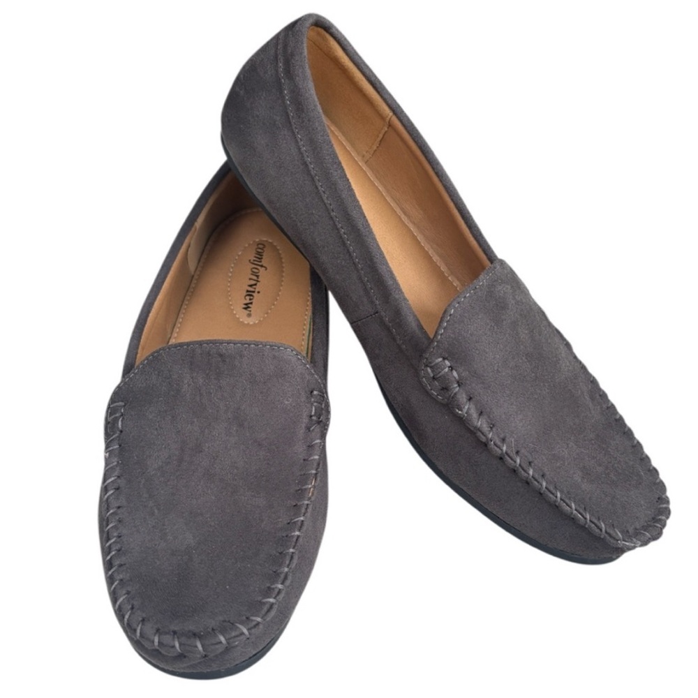 Comfortview Slip On Flats Milena Driving Loafer Neutral Slate Gray Wide Size 9 W